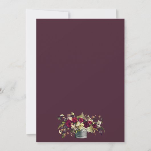 Marsala en Ivory Waterverf Rozen Wedding Kaart (Achterkant)