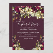 Marsala en Ivory Waterverf Rozen Wedding Kaart (Voorkant / Achterkant)