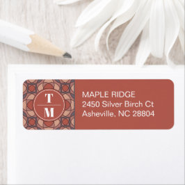 Marsala en Kaneel Art Deco Retouradreslabel Etiket
