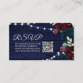 Marsala en marine bloemen rustieke bruiloft QR RSV Informatiekaartje (Voorkant)
