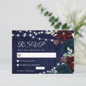 Marsala en Navy Bloemen Trouw RSVP Kaart (Staand voorkant)