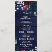 Marsala en Navy Flowers Rustic Wedding Programs Programmakaart (Achterkant)