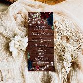 Marsala en Navy Flowers Wedding Programs Programmakaart