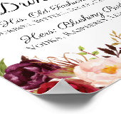 Marsala en Pink Floral Signature Drink Sign Poster (Hoek)
