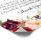 Marsala en Pink Floral Weddenschap Poster (Hoek)