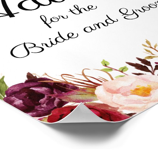 Marsala en Pink Floral Wedding Advice Poster (Hoek)