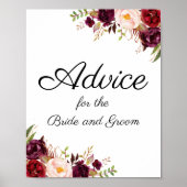 Marsala en Pink Floral Wedding Advice Poster (Voorkant)