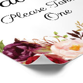 Marsala en Pink Floral Wedding Favors Sign Poster (Hoek)