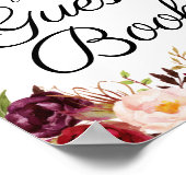 Marsala en Pink Floral Wedding Guest Book Sign Poster (Hoek)