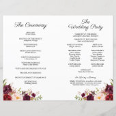 Marsala en Pink Floral Wedding Programs (Achterkant)