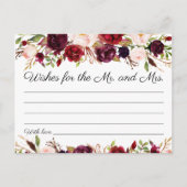 Marsala en Pink Floral Wedding Wishes Kaarten (Voorkant)