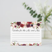 Marsala en Pink Floral Wedding Wishes Kaarten (Staand voorkant)