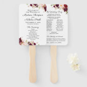 Marsala en Pink Flower Trouwprogramma Fans Handwaaier (Voorkant en achterkant)