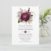 Marsala en Roos Gold Floral Virtual Shower Kaart (Staand voorkant)