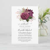 Marsala en Roos Gold Floral Virtual Wedding Kaart (Staand voorkant)
