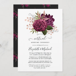 Marsala en Roos Gold Floral Virtual Wedding Kaart