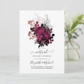 Marsala en Roos Gold Floral Virtual Wedding Kaart (Staand voorkant)