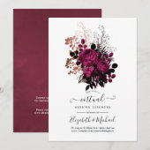 Marsala en Roos Gold Floral Virtual Wedding Kaart (Voorkant / Achterkant)