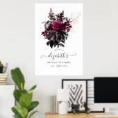 Marsala en Roos Gold Floral Vrijgezellenfeest Welk Poster (Thuiskantoor)