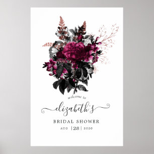 Marsala en Roos Gold Floral Vrijgezellenfeest Welk Poster