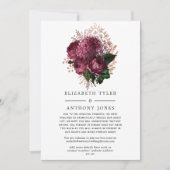 Marsala en Roos Gold Floral Wedding Gastenlijst Aankondiging (Voorkant)