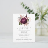 Marsala en Roos Gold Floral Wedding Guest - Gegeve Informatiekaartje (Staand voorkant)