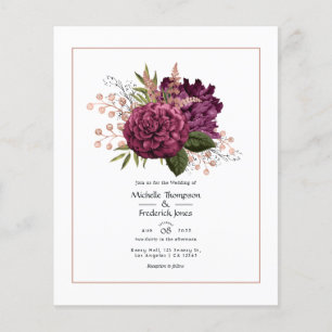 Marsala en Rose Goud Bloemrijke Vintage Trouwdag Flyer