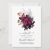 Marsala en Rose Goud Bloemrijke Virtuele Trouwdag Kaart (Voorkant)