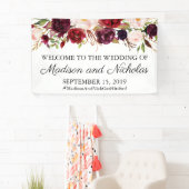 Marsala en Roze Bloemen Bruiloft Banner Decoratie (Insitu)