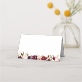 Marsala en roze bloemen bruiloft voedsel label Kaa Plaatskaartje (Achterkant)