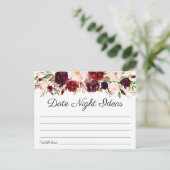 Marsala en roze Bloemen Datum Nacht Ideeën Kaarten (Staand voorkant)