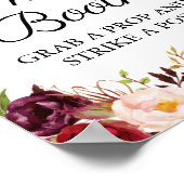 Marsala en Roze Bloemen Huwelijks Foto Booth Bord Poster (Hoek)
