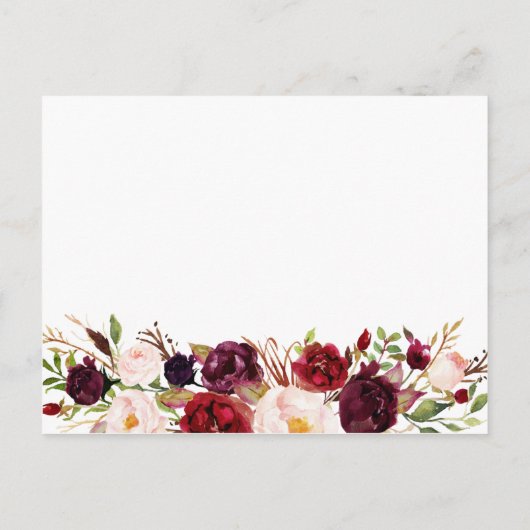 Marsala- en roze bloemen Huwelijksadvieskaarten Advieskaart (Achterkant)