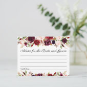 Marsala- en roze bloemen Huwelijksadvieskaarten Advieskaart (Staand voorkant)