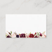 Marsala en roze bloemenbruiloft platte plaats kaar plaatskaartje (Achterkant)