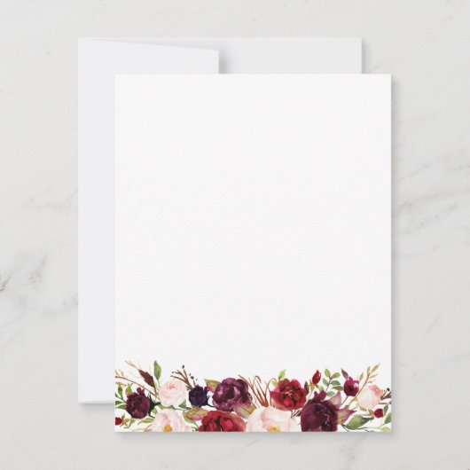 Marsala en roze bloemenbruiloft Save The Date Kaar (Achterkant)