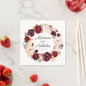 Marsala en roze bloemenbruiloft servetten (Insitu)