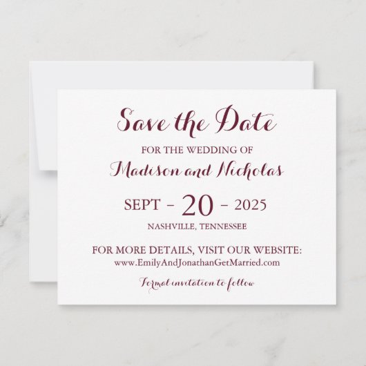 Marsala en roze bloemenfoto Bewaar de datumkaarten Save The Date (Achterkant)