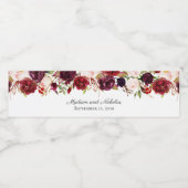 Marsala en Roze Bruiloft Water Flesetiketten Waterfles Etiket (Enkel label)