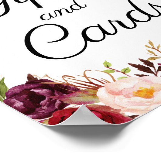 Marsala en roze Floral Gifts and Kaarten Sign. Poster (Hoek)