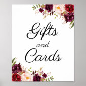 Marsala en roze Floral Gifts and Kaarten Sign. Poster (Voorkant)
