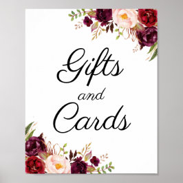 Marsala en roze Floral Gifts and Kaarten Sign. Poster