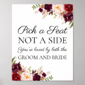 Marsala en roze Floral Kies een zitplaats zonder t Poster (Voorkant)