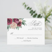Marsala en Roze Waterverf Floral RSVP (Staand voorkant)