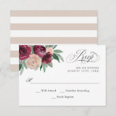 Marsala en Roze Waterverf Floral RSVP (Voorkant / Achterkant)