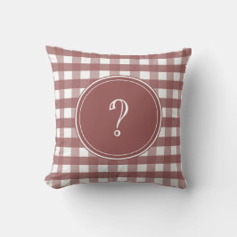 Marsala en White Gingham Monogram Kussen