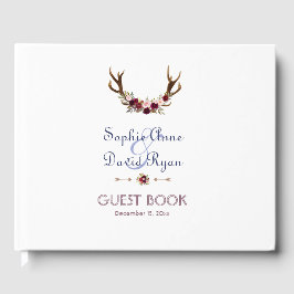 Marsala Floral Antlers marinemacht Blue Fall Weddi Gastenboek