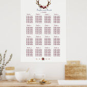 Marsala Floral Antlers marinemacht Blue Fall Weddi Poster (Keuken)