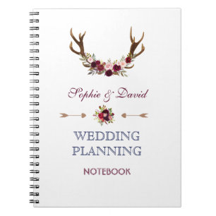 Marsala Floral Antlers marinemacht Notitieboek