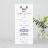 Marsala Floral Antlers Navy Blue Herfst Menu (Staand voorkant)
